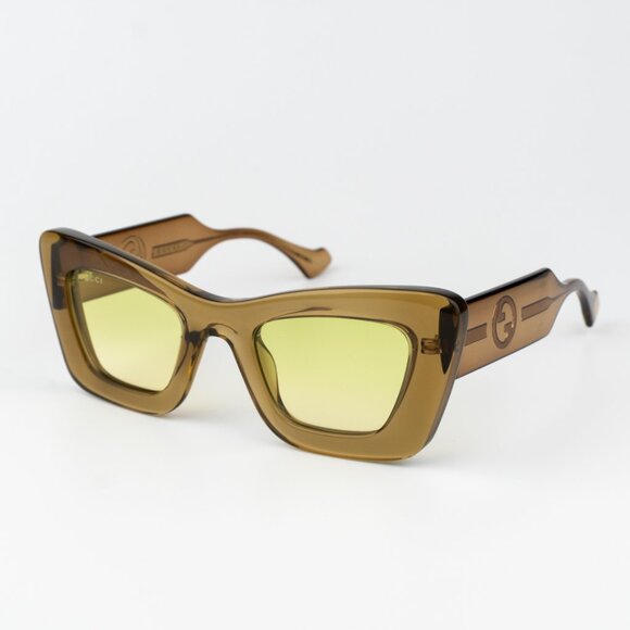 Gucci Women Sunglasses Brown Crystal Green Gradient Butterfly GG1552S 004 NEW - Picture 3 of 9